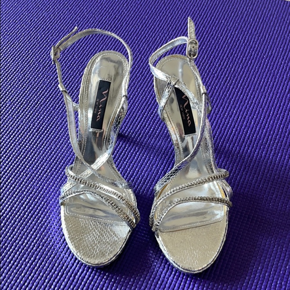 Nina Platinum Silver Heels
